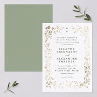 Timeless Floral Foil Wedding Invitations Gold Thyme Signature Blank No Standard