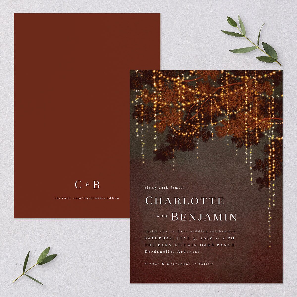 Enchanted Evening Wedding Invitations Rust Signature Blank No Standard