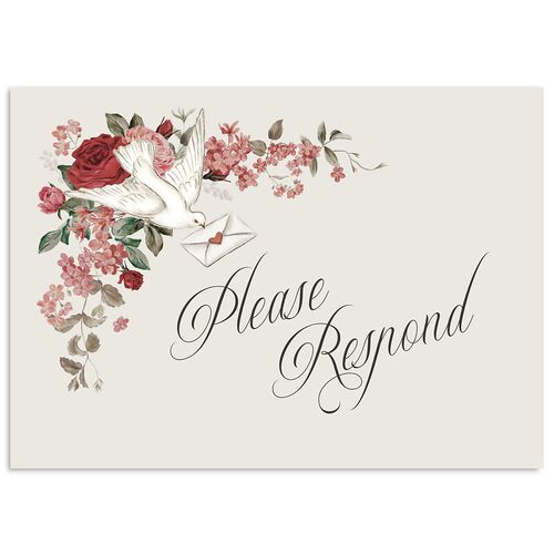 Vintage Love Doves Wedding Response Cards Steel Gray Signature Standard