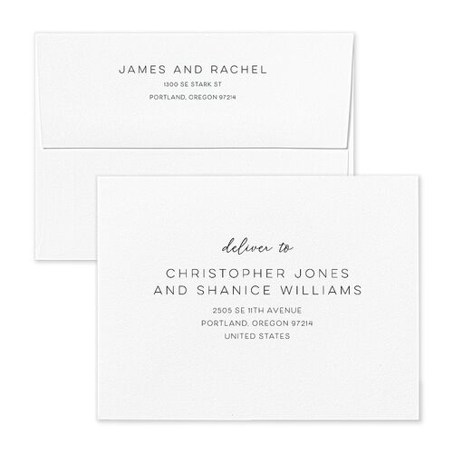 Gold Calligraphy Thank You Card Envelopes White Moody Blue Both Recipient and Return Addresses Signature Standard
