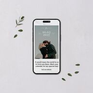 Our Date Photo Digital Save the Date Cards Eucalyptus Dusty Blue Lets Celebrate Standard