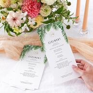 Tropical Leaves Wedding Programs Scottish Green Signature