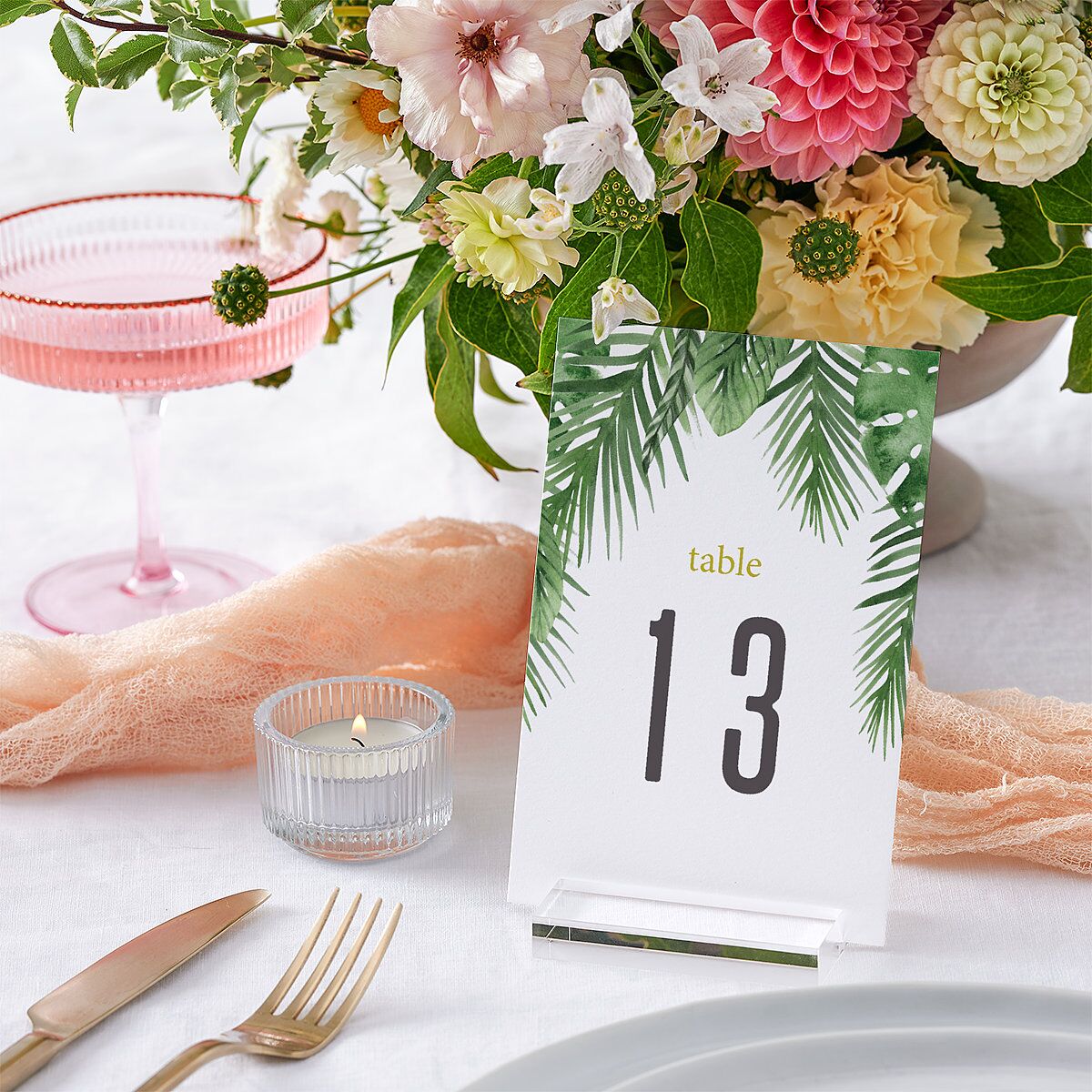 Tropical Leaves Table Numbers Scottish Green Signature