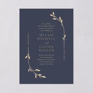 Gilded Sprigs Wedding Invitations Moody Blue Signature Blank No Standard