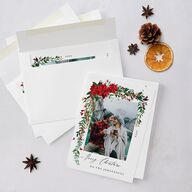 Boho Wildflower Holiday Holiday Cards Ruby Signature Blank Standard Portrait