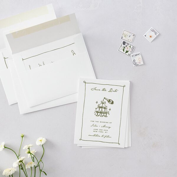 Hand Drawn Cake Save the Date Petite Cards Dark Camo Signature smooth Blank No Standard