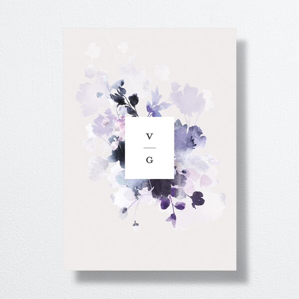 Ethereal Floral Save The Date Cards back in Purple