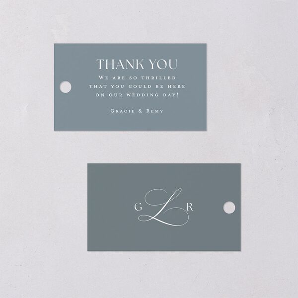 Classic Picture Photo Favor Gift Tags Dusty Blue Signature