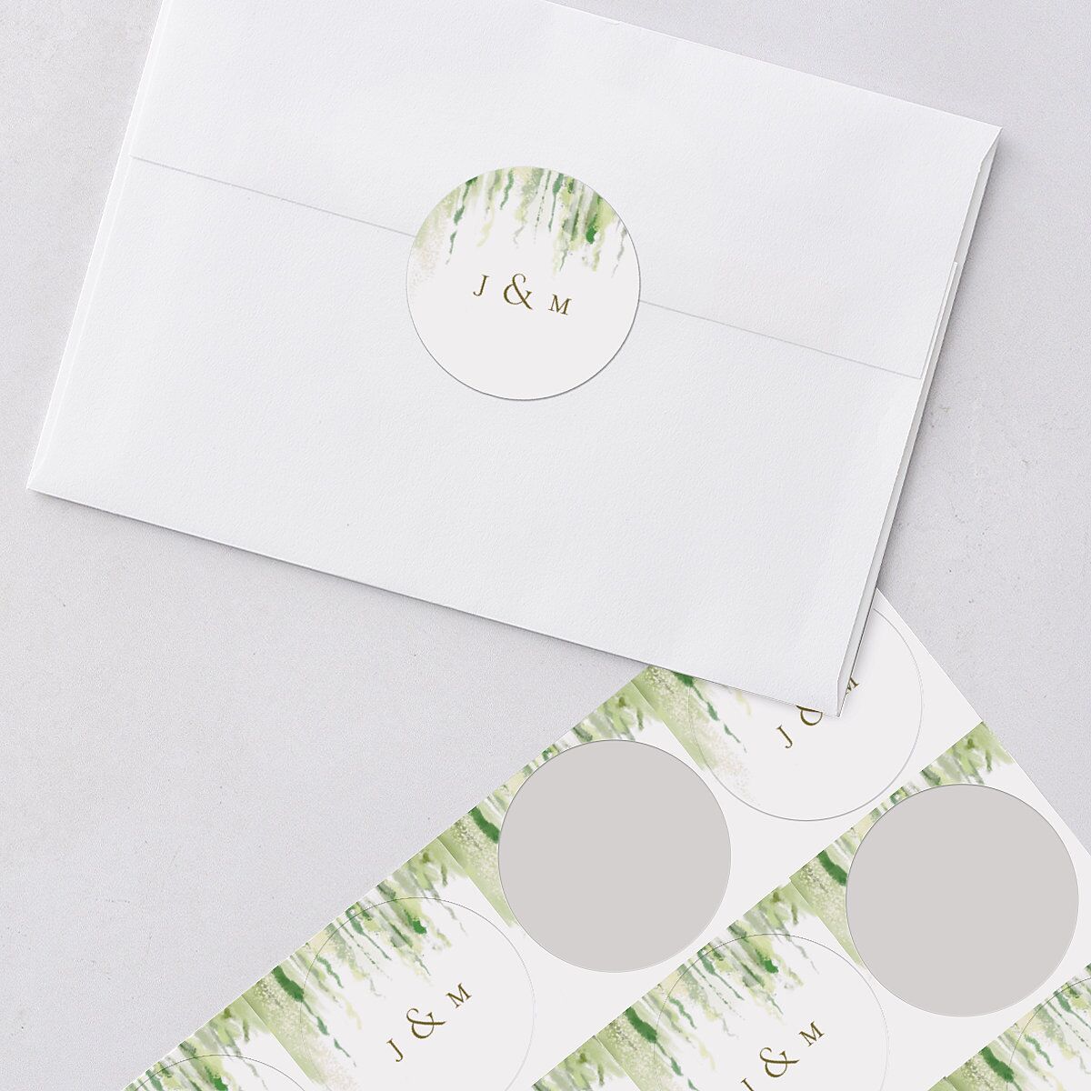 Southern Spanish Moss Wedding Stickers Pure White Circle