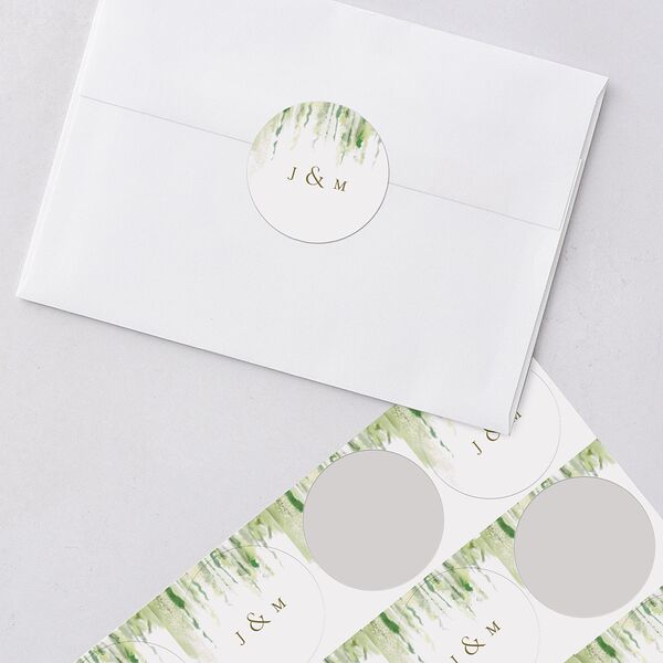 Southern Spanish Moss Wedding Stickers Pure White Circle