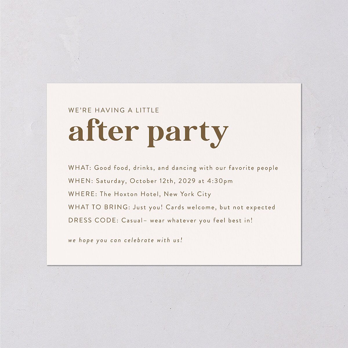 Photo Elopement Wedding Enclosure Cards Linen Signature Standard