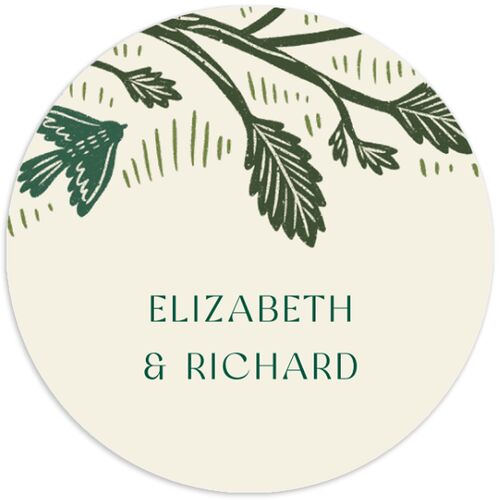 Woodland Whimsy Wedding Stickers Hunter Green Circle