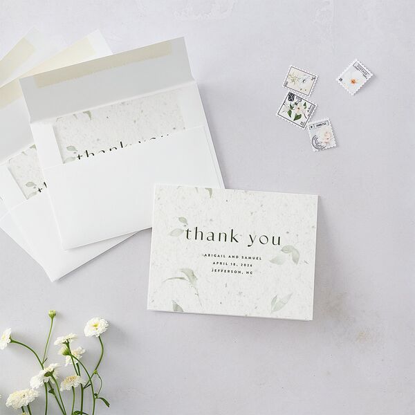 Pressed Leaves Thank You Cards Thyme