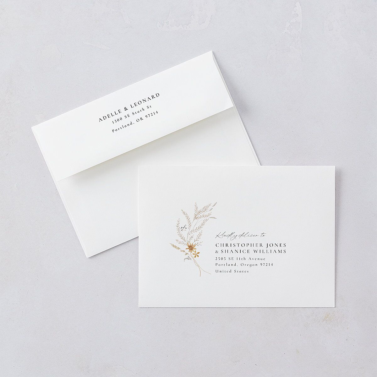 Dried Blooms Wedding Invitations Gold Copper Signature Blank No Standard
