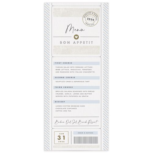 Vintage Boarding Pass Menus - 