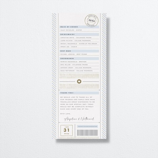 Vintage Boarding Pass Wedding Programs back