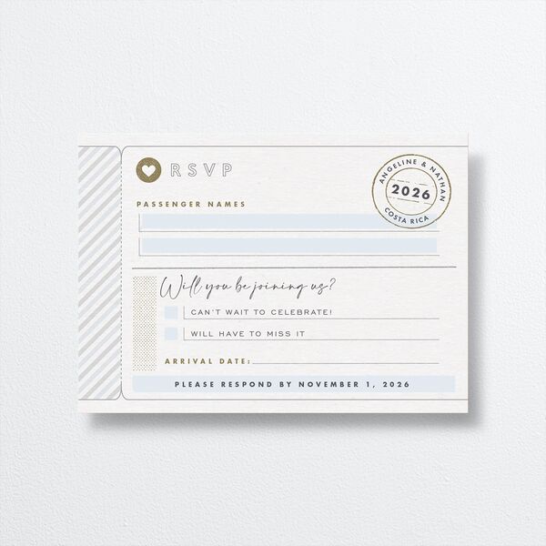 Vintage Boarding Pass Wedding Response Cards front