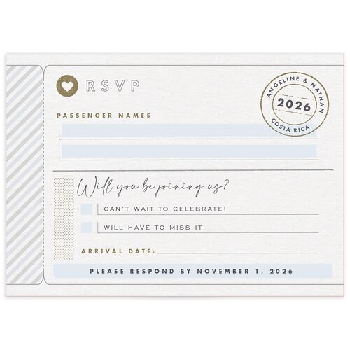 Vintage Boarding Pass Wedding Response Cards Slate Signature
