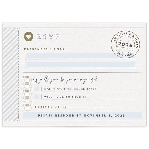 Vintage Boarding Pass Wedding Response Cards - 