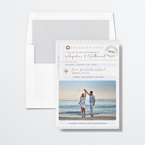 Vintage Boarding Pass Save The Date Cards envelope-and-liner