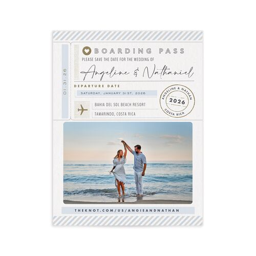 Vintage Boarding Pass Save the Date Petite Cards - 