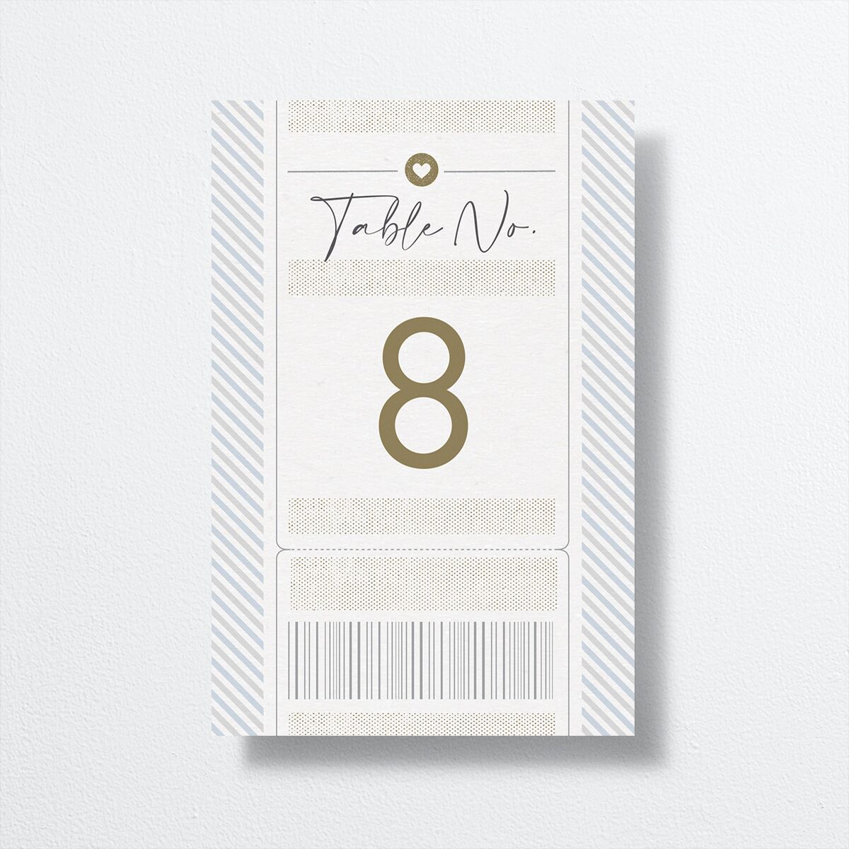 Vintage Boarding Pass Table Numbers front in blue