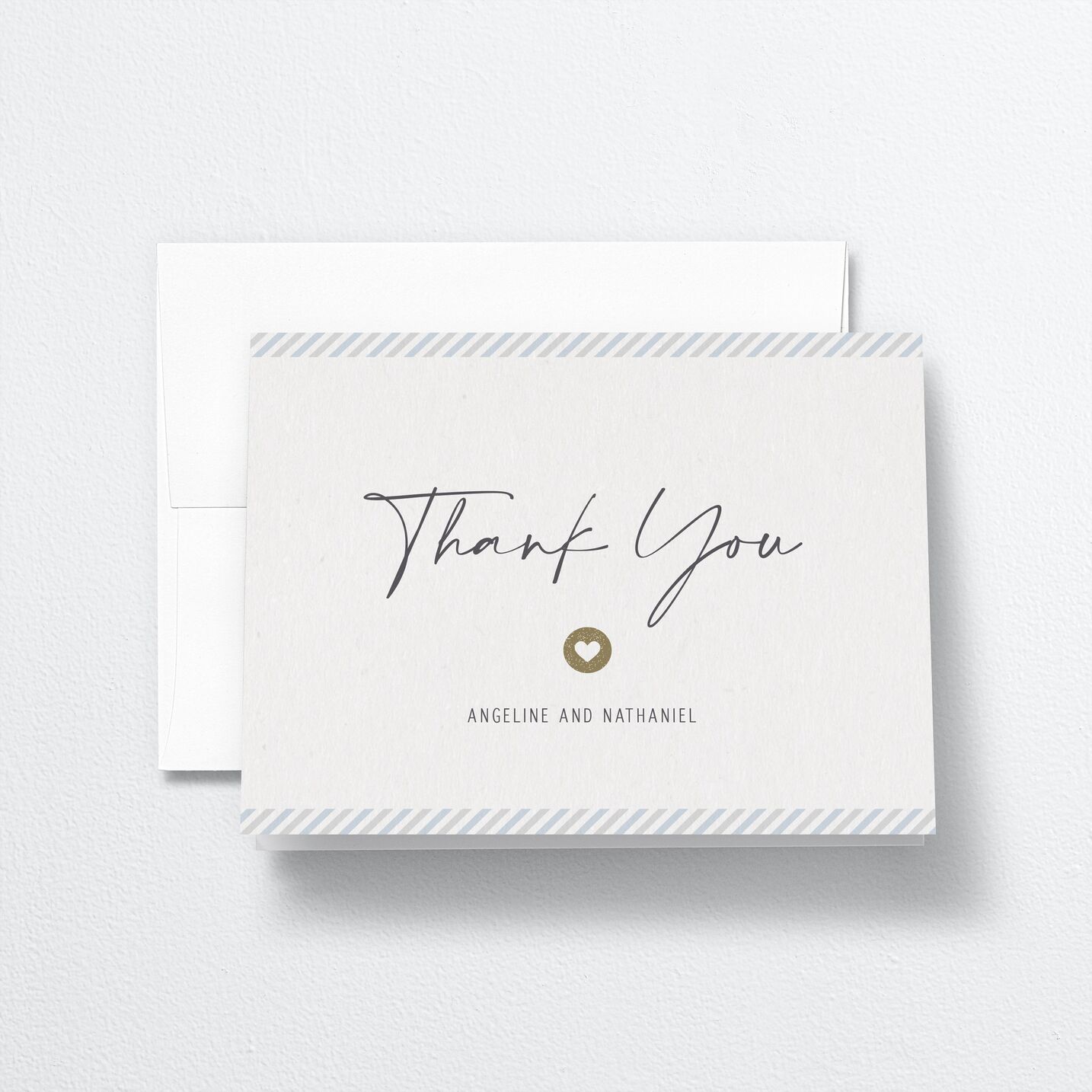 Vintage Boarding Pass Thank You Cards front in blue