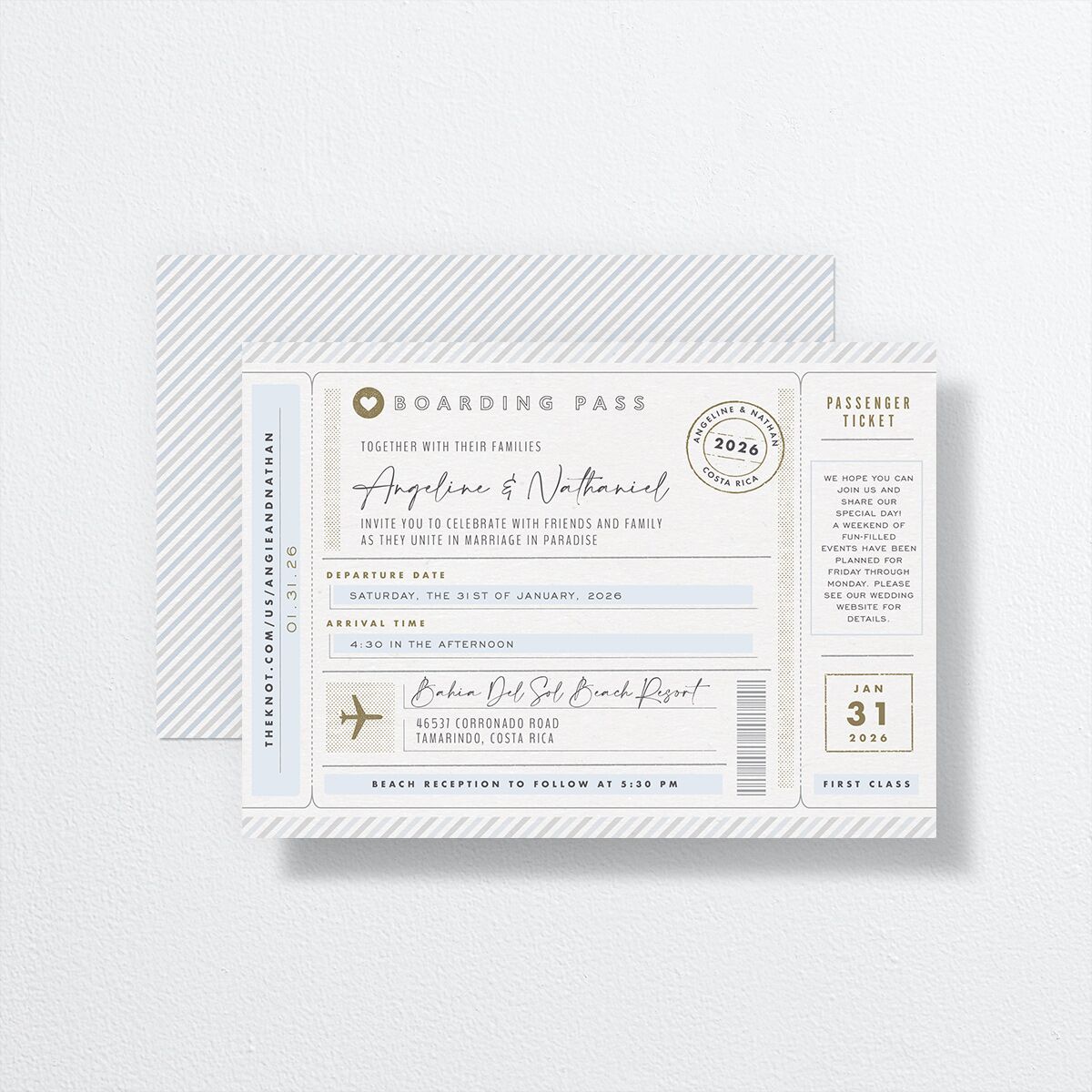 Vintage Boarding Pass Wedding Invitations Slate Signature No