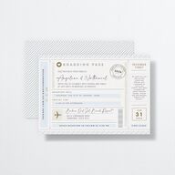 Vintage Boarding Pass Wedding Invitations Slate Signature No