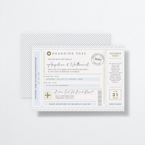 Vintage Boarding Pass Wedding Invitations Slate Signature No