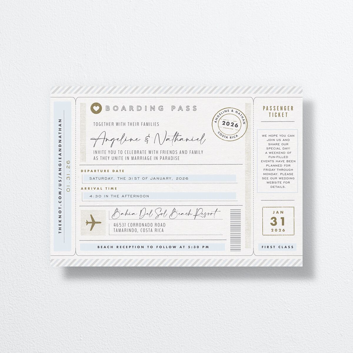 Vintage Boarding Pass Wedding Invitations Slate Signature No