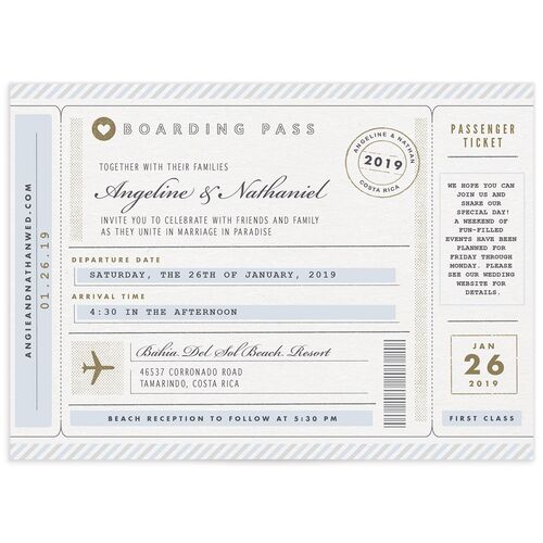 Vintage Boarding Pass Wedding Invitations - 