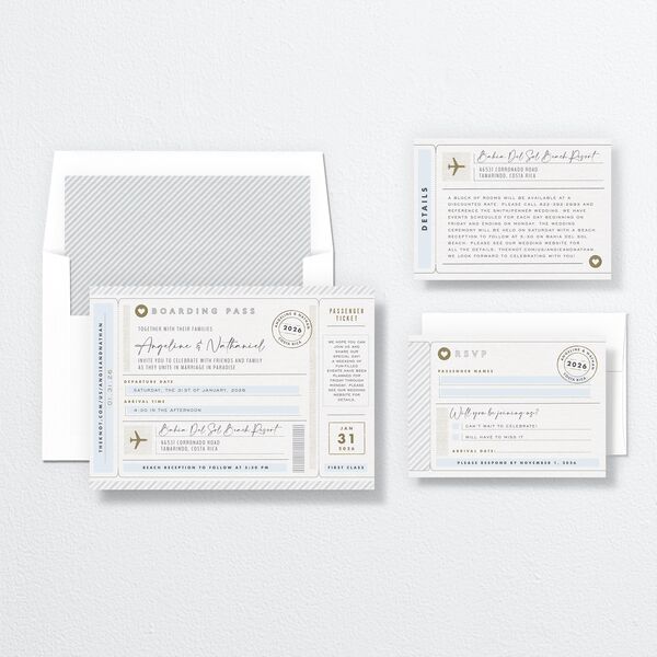 Vintage Boarding Pass Wedding Invitations Slate Signature No