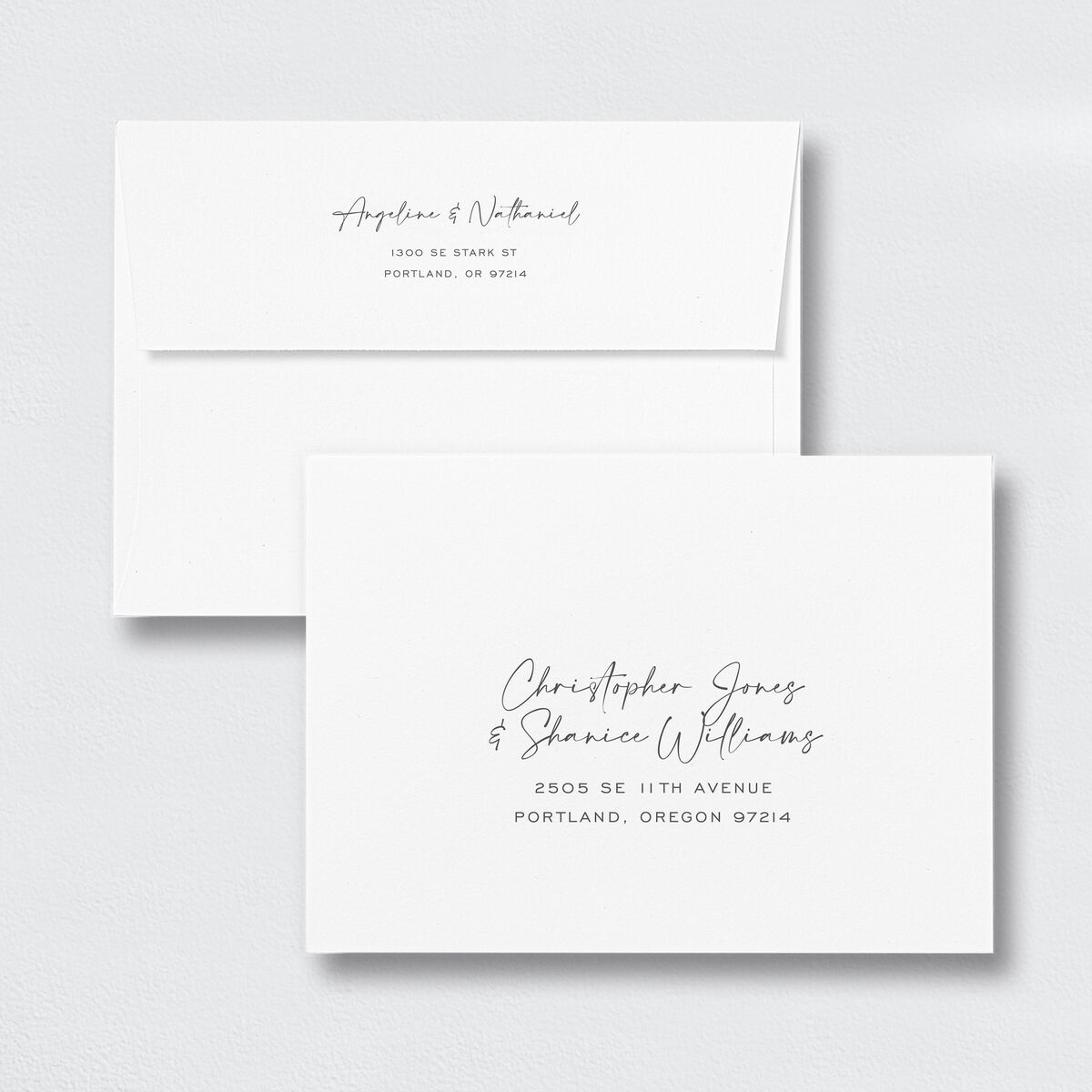 Vintage Boarding Pass Wedding Invitation Envelopes White Standard Slate Both Recipient and Return Addresses Signature