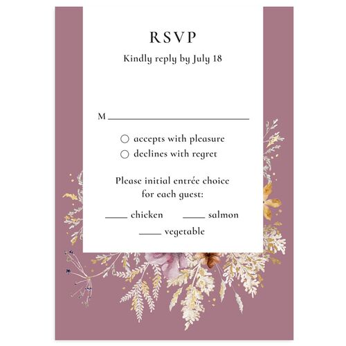 Dried Blooms Wedding Response Cards Gold Mauve Signature Standard