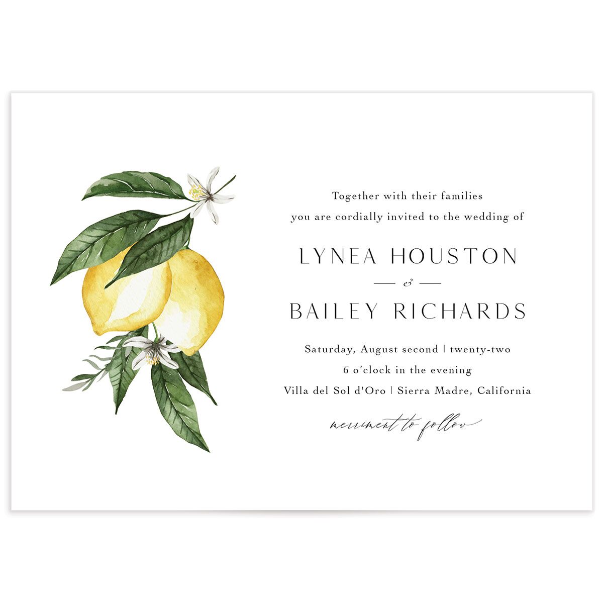 Vintage Lemon Wedding Invitations