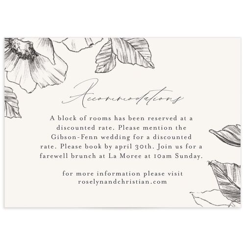 Charcoal Florals Wedding Enclosure Cards - Grey