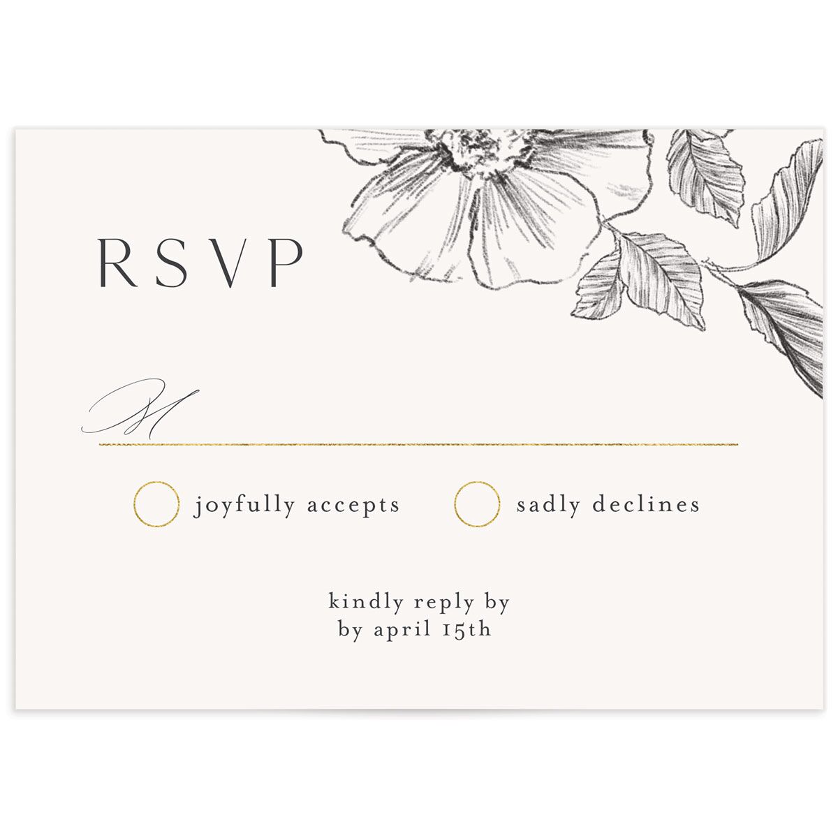 Charcoal Florals Wedding Response Cards