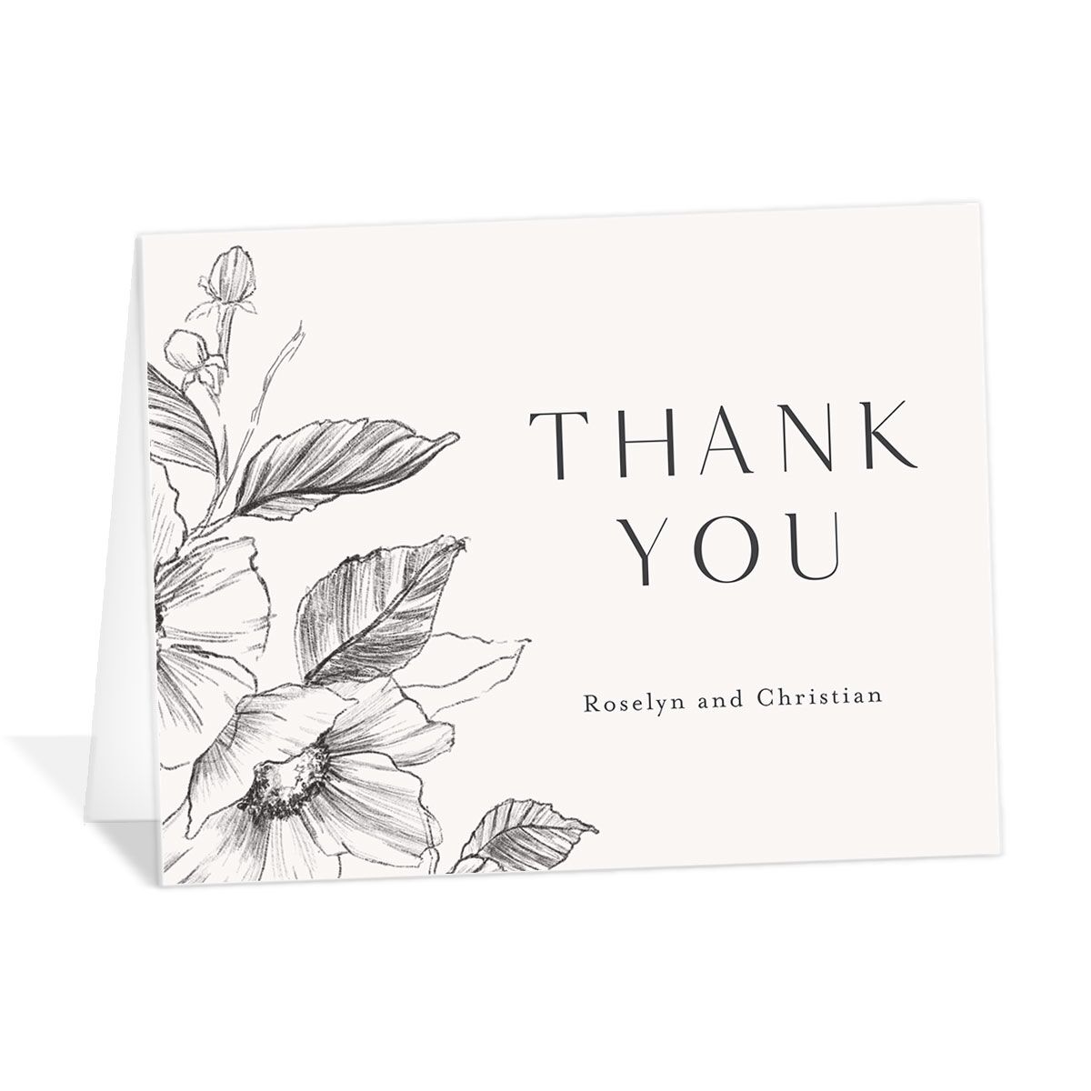 Charcoal Florals Thank You Cards