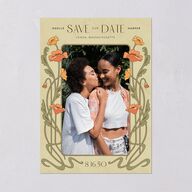 Vintage Nouveau Floral Digital Save the Date Cards Pear Dusty Blue Lets Celebrate Standard