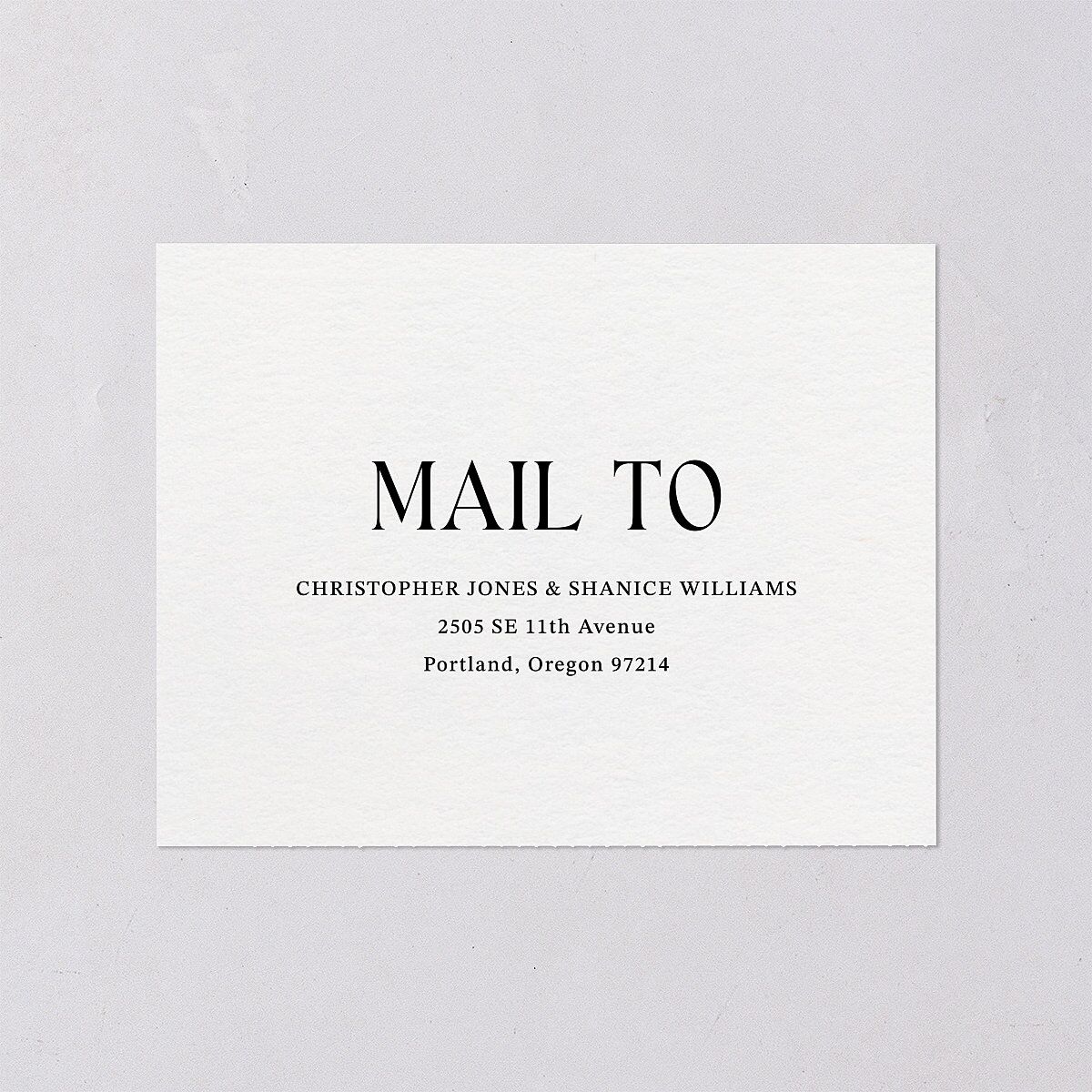 Elegant Minimalist All-in-One Wedding Invitations Pure White Signature Light Both Recipient and Return Addresses No