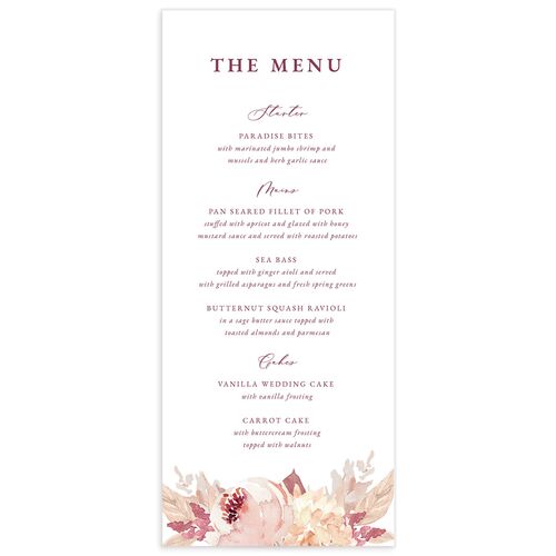 Watercolor Roses Menus - Pink