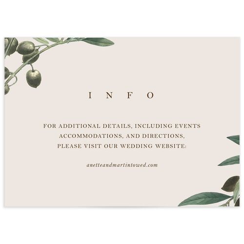 Mediterranean Olive Wedding Enclosure Cards