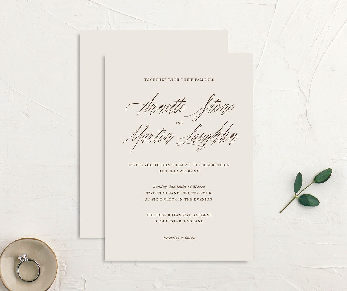 Mediterranean Olive Wedding Invitations Champagne Signature No