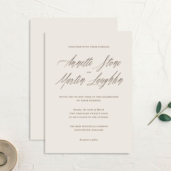 Mediterranean Olive Wedding Invitations Champagne Signature No