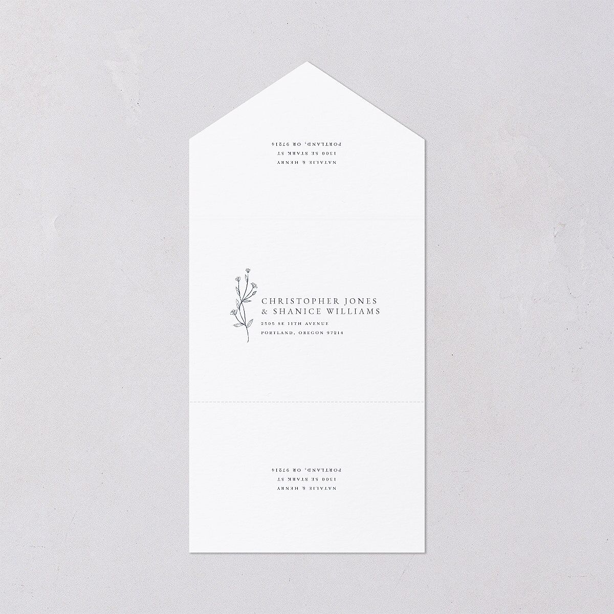 Natural Monogram All-in-One Wedding Invitations Midnight Navy Signature Light Both Recipient and Return Addresses No