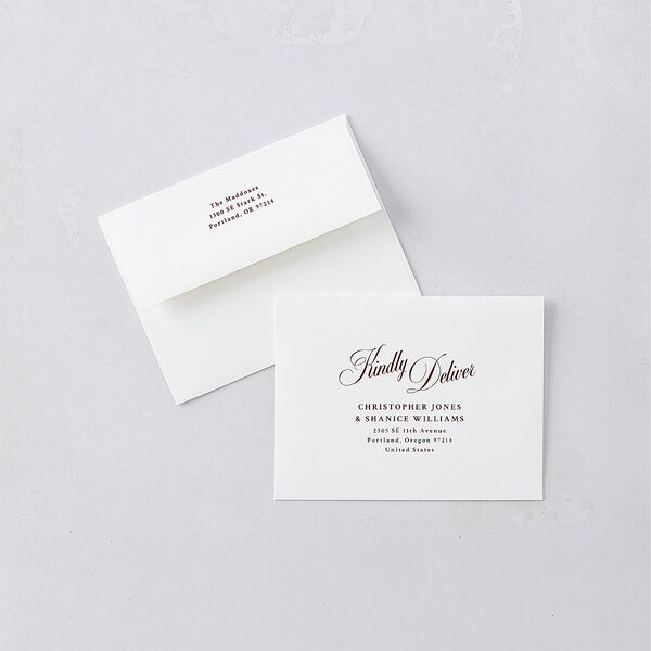 Holiday Eclectic Wavy Frame Thank You Card Envelopes White Ruby Both Recipient and Return Addresses Signature Standard