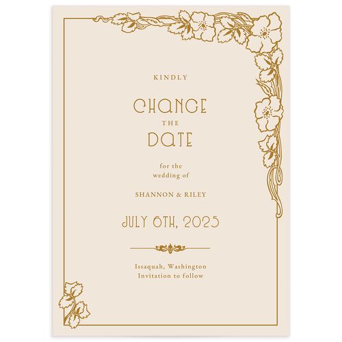 Floral Antiquity Change the Date Cards - Gold