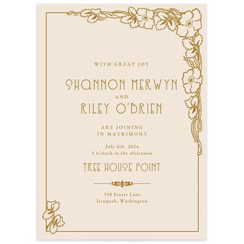 Floral Antiquity Wedding Invitations - Gold