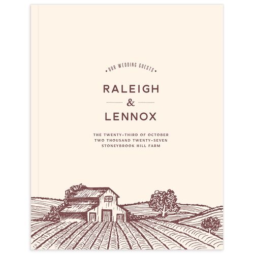 Country Farm Wedding Guest Book Merlot